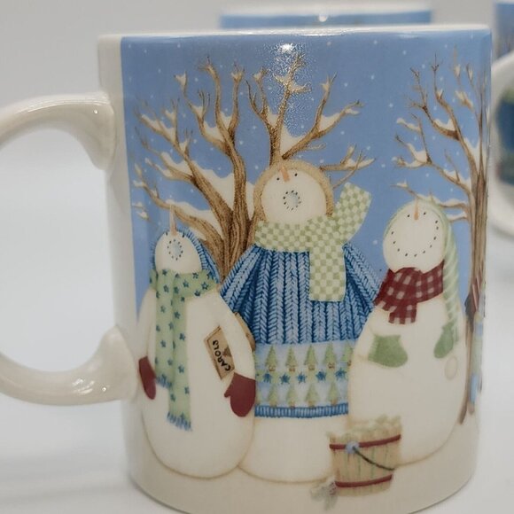 Debbie Mumm Winter Wonders Snowman‎ Family Ceramic Coffee Mug Set of 4pc 14oz - Picture 5 of 11